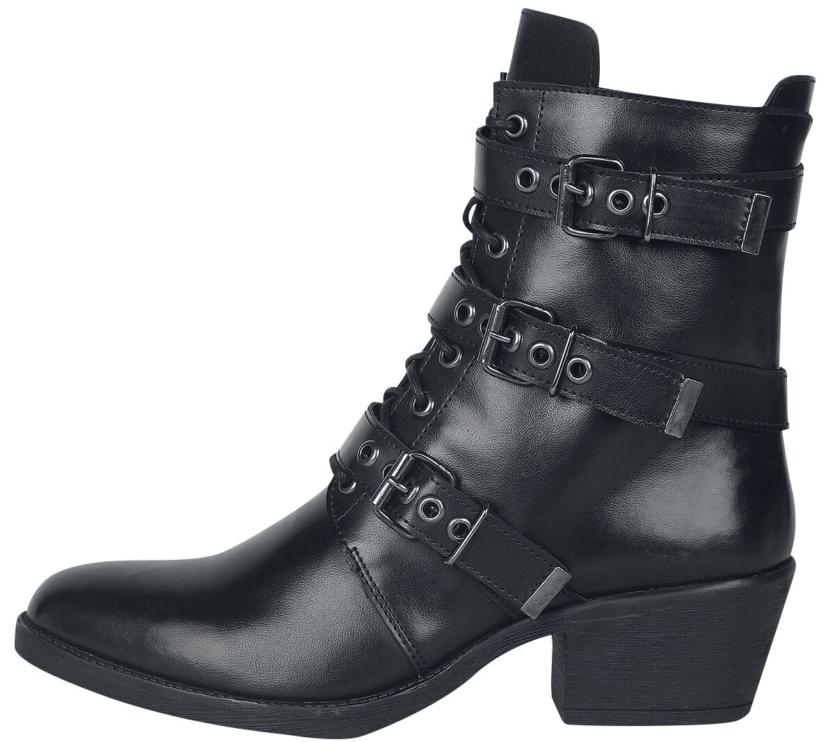 Bottines Noires Lacées avec Boucles | Rock Rebel by EMP Bottes lacées