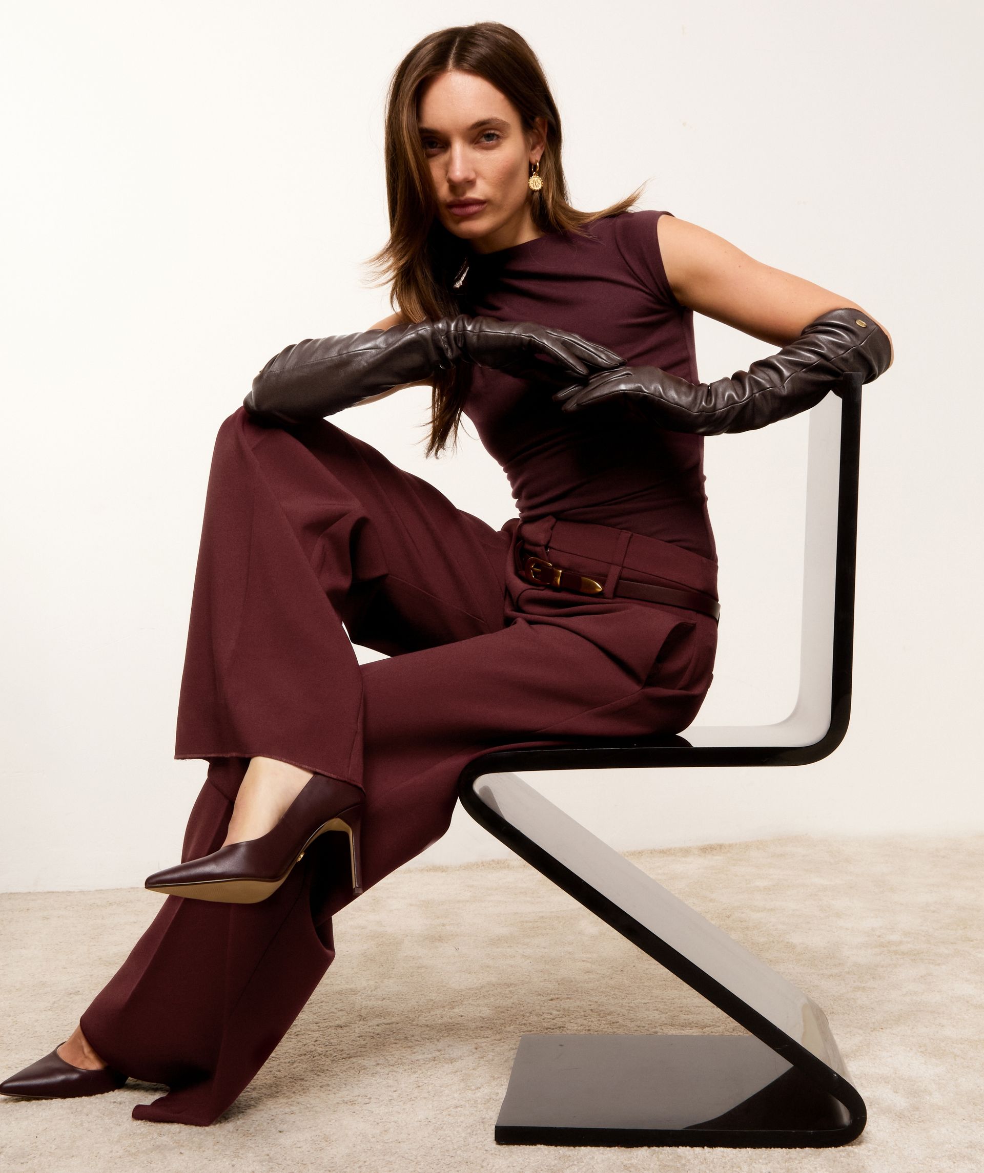 JV-PERCY slim fit top - burgundy