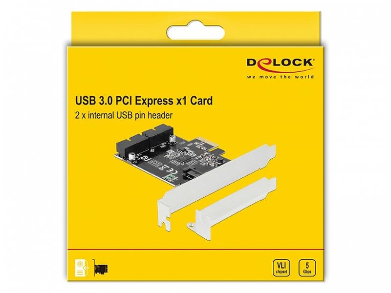 Delock PCI-Express-Karte 2x USB 3.0 intern (Pfostenstecker) PCIe-Schnittstellenkarte mit zwei internen USB-3.0-Pfostensteckern