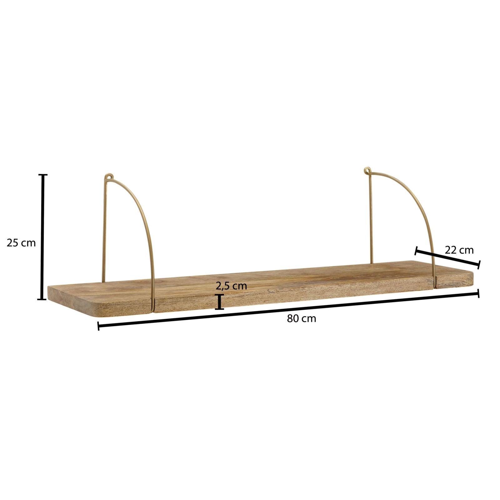 Wandregal - Mango massiv - 80 cm breit