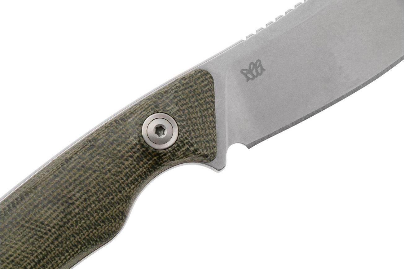 MKM Pocket Tango 1 Nessmuk PT1-GC Green Canvas Micarta vaststaand mes, David C. Andersen design