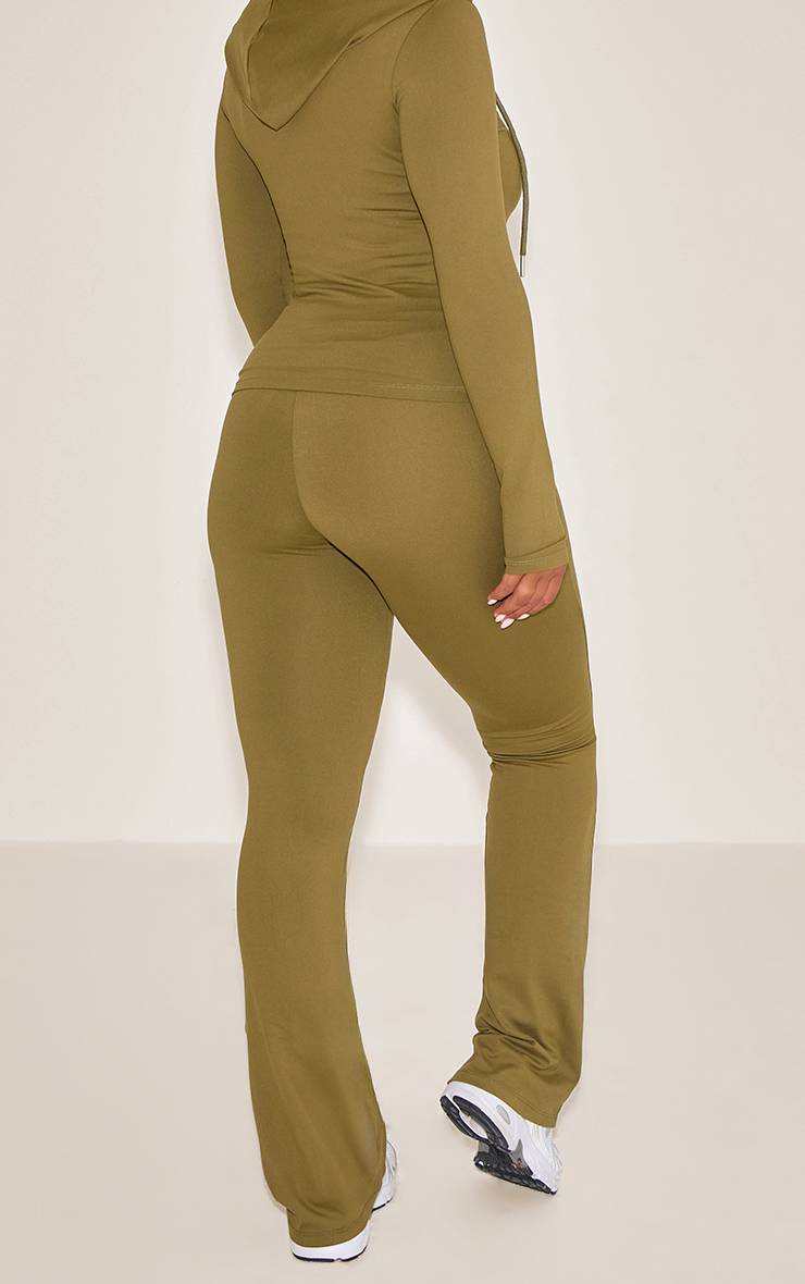 Vert Olive Pantalon Évasé Taille Haute Sculptante À Revers Shape