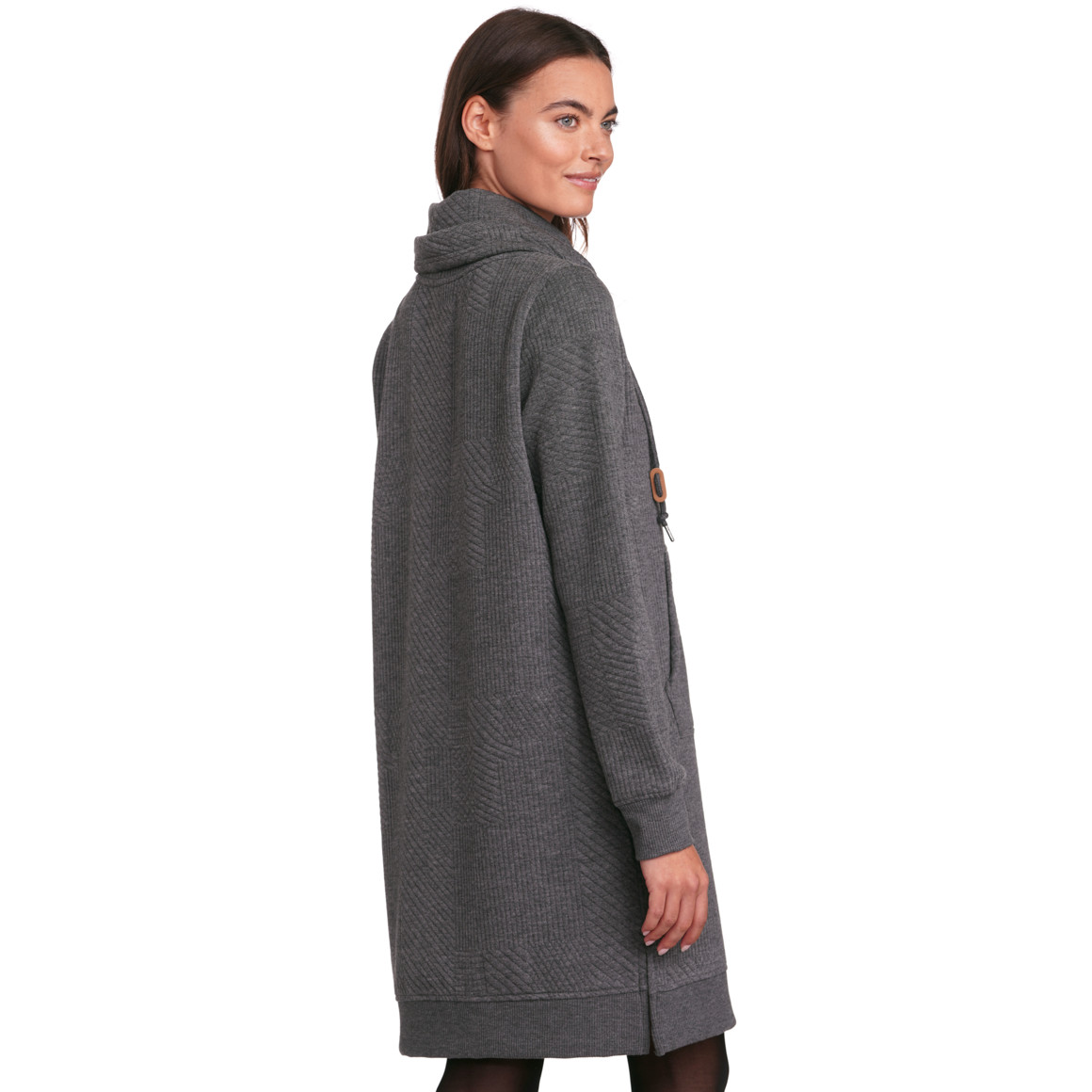 Gina Damen Sweatkleid mit Schalkragen dunkelgrau
