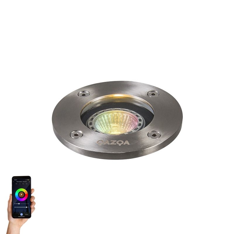 Smart grondspot RVS incl. WiFi GU10 IP65 - Basic Round