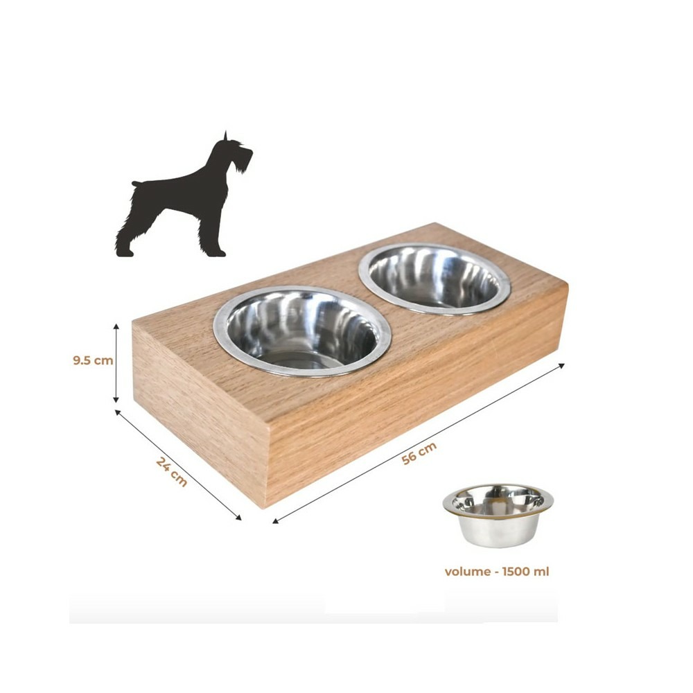 Dubuo - set de 2 gamelles pour chien surélevées, support mural en bois, taille l