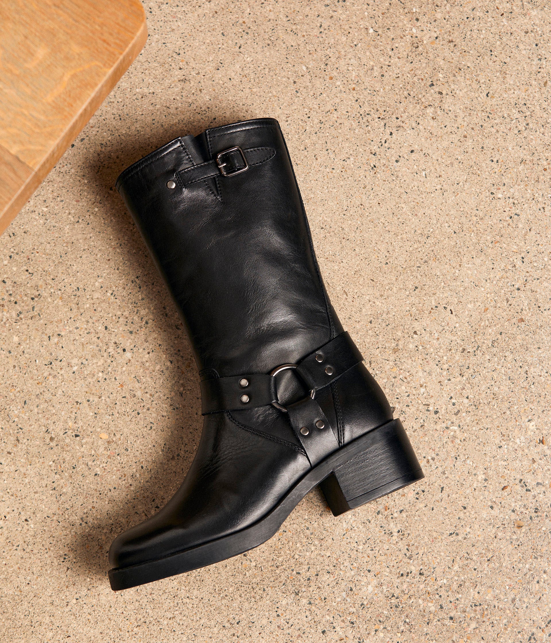 Mi-bottes cuir noir Dario