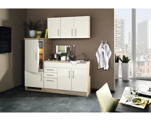 Held Furniture Enkele keuken met apparatuur Toronto 180 cm crème hoogglans gedemonteerd 908.6509