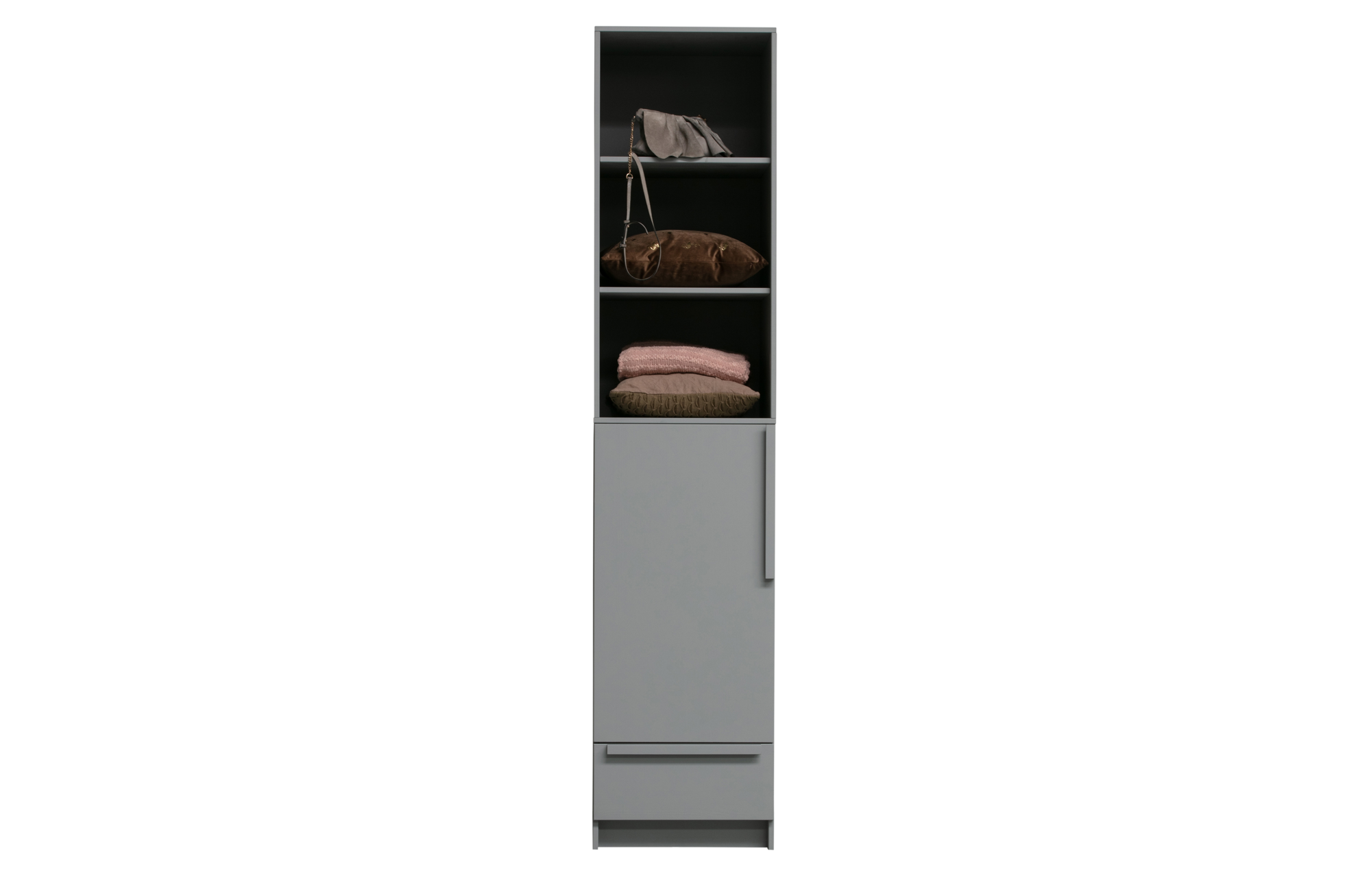 WOOOD hang/legkast Pure Pure - 1 deurs legkast - splitdeur grenen betongrijs