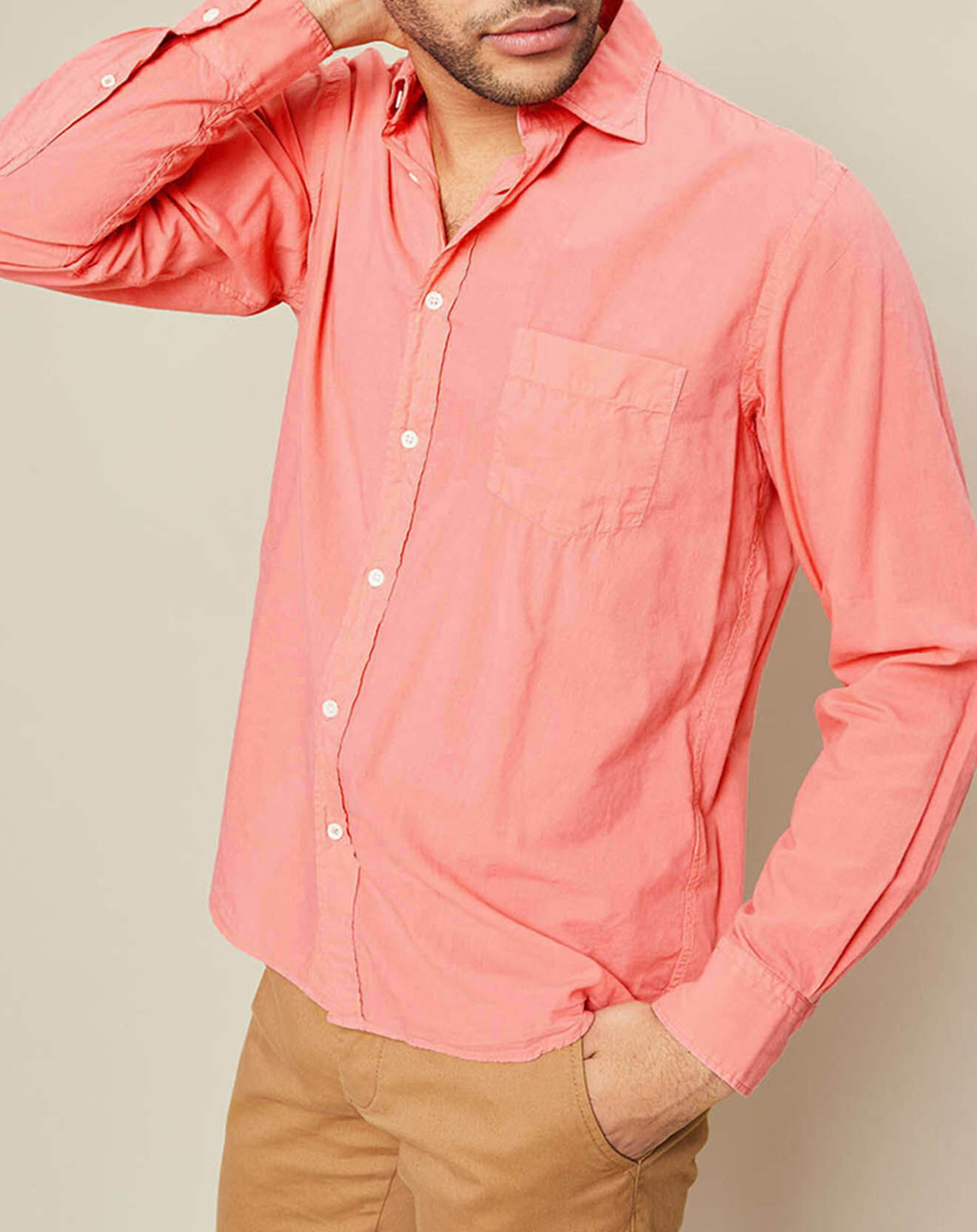 Hartford Chemise regular Paul Pat corail