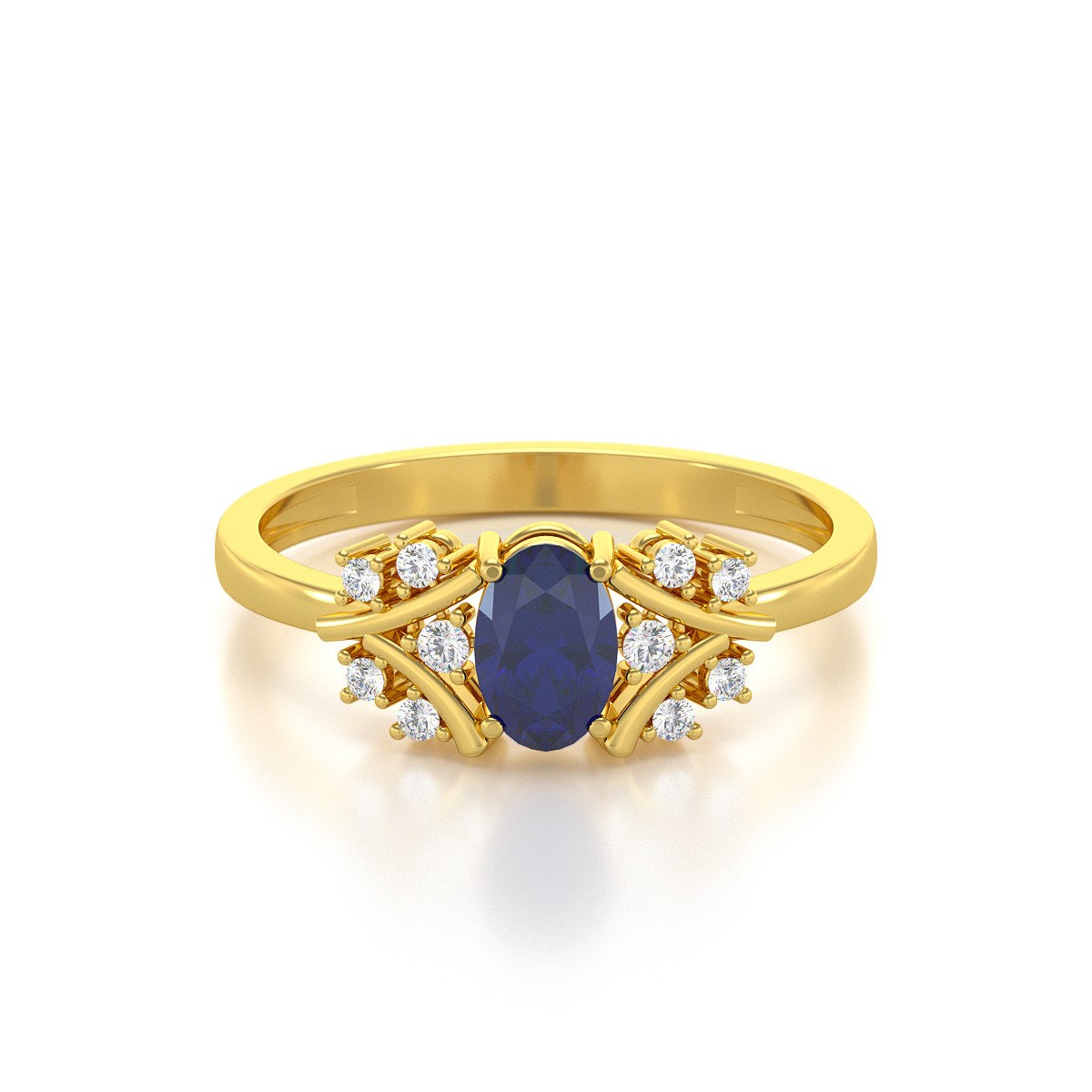 Bague ADEN Or 585 Jaune Saphir et diamants 1.556grs