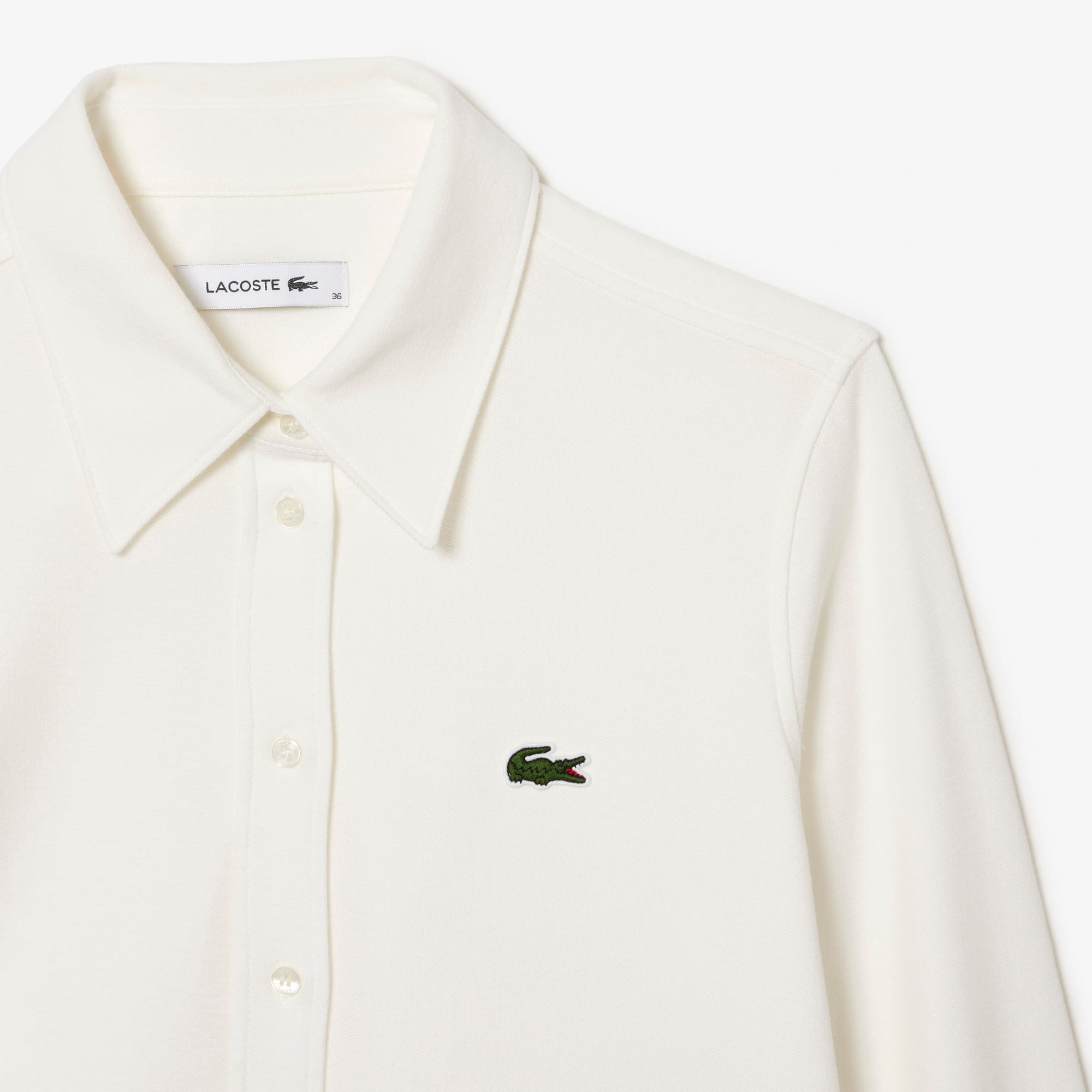 Chemise femme à col français Lacoste en piqué de coton Chemises & Hauts - Blanc - Lacoste - Femme