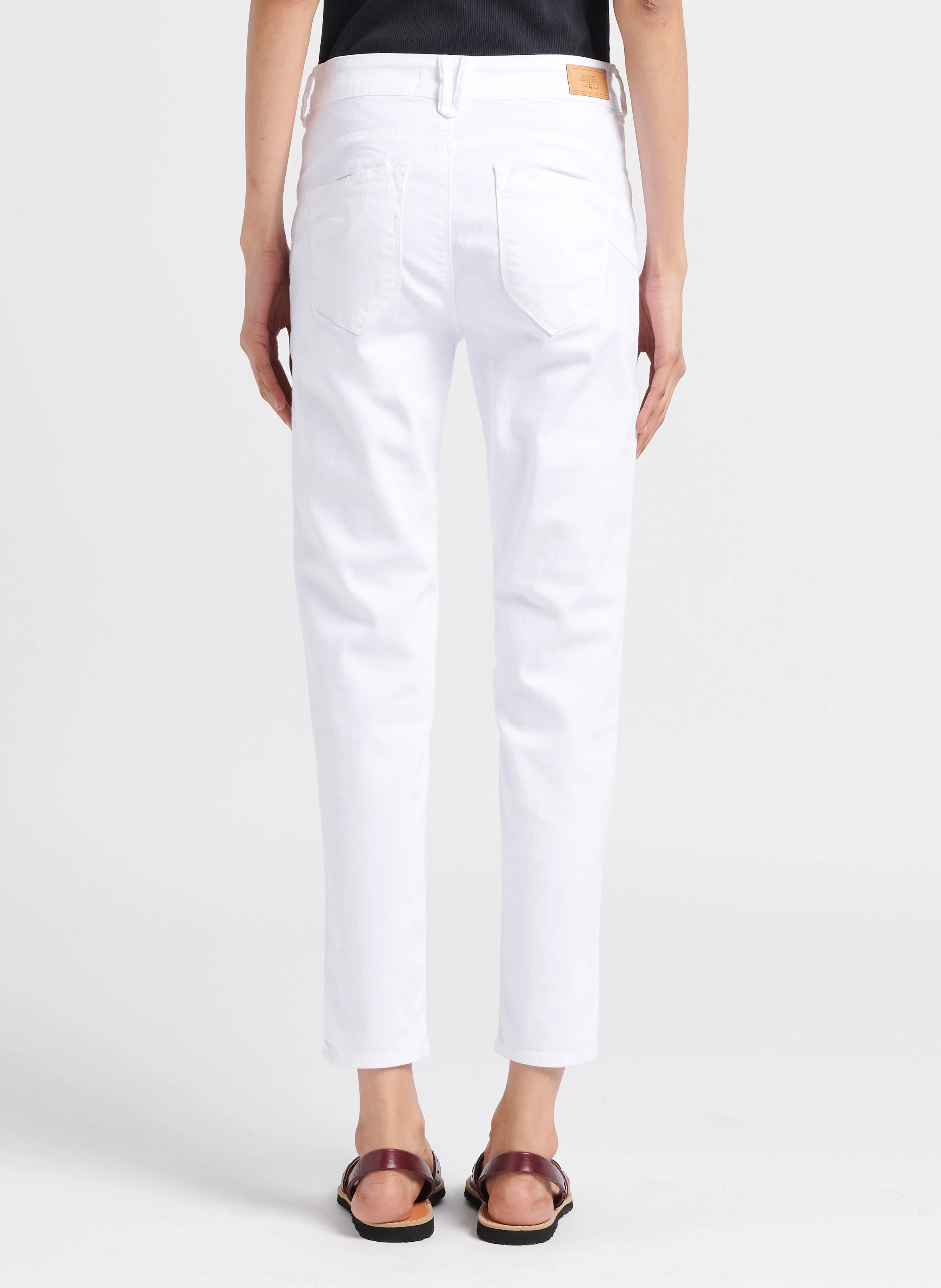 Jean slim taille haute en coton stretch | Blanc