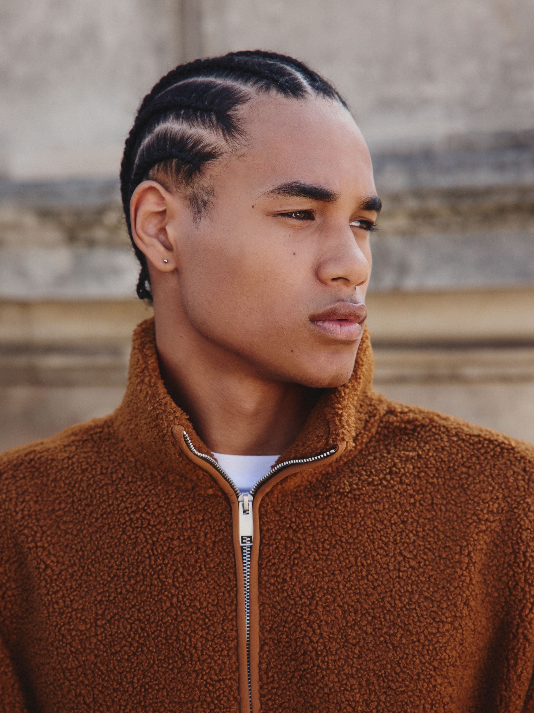 Roestbruin - Borg fleece met opstaande kraag en korte rits