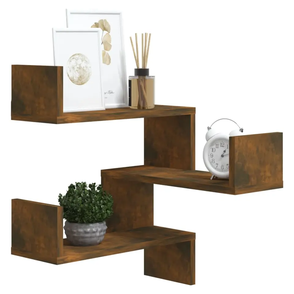 vidaXL - Wandhoekschap - Bruin - Bewerkt hout