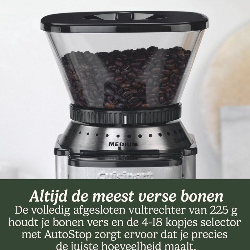 Cuisinart - Professional Burr Mill - Koffiemolen - Zwart - 18 maalstanden - 4 tot 8 koppen
