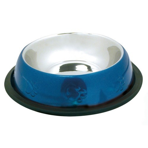 Alimentador antiderrapante em aço inoxidável, azul