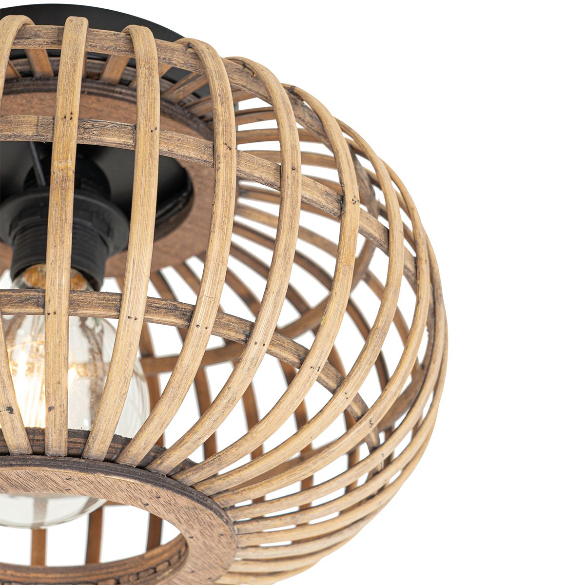 Oosterse plafondlamp zwart met bamboe - Amira