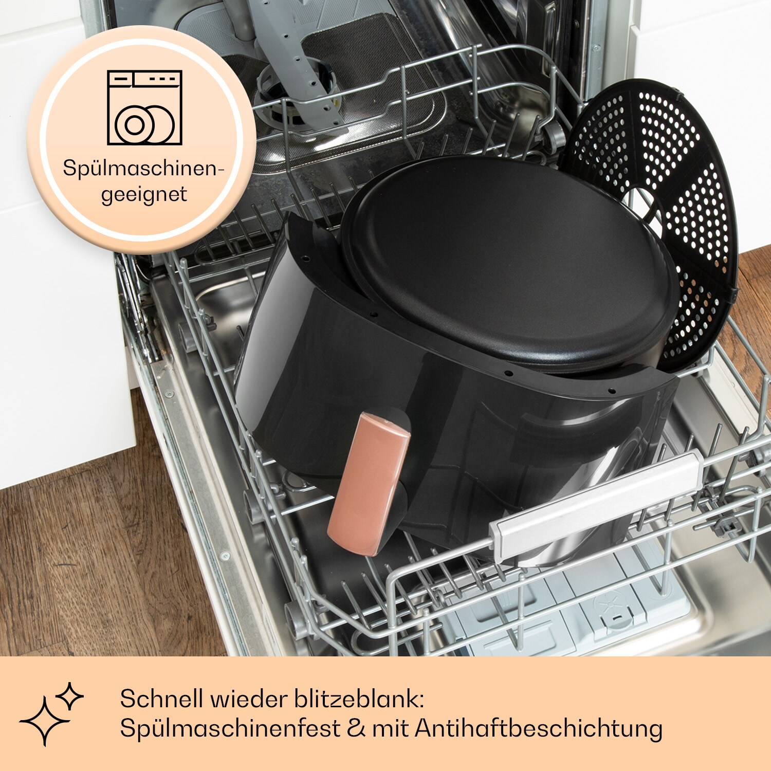 Air Bloom Heißluftfritteuse Dampffunktion 1500W 7,5 Liter 16 Programme