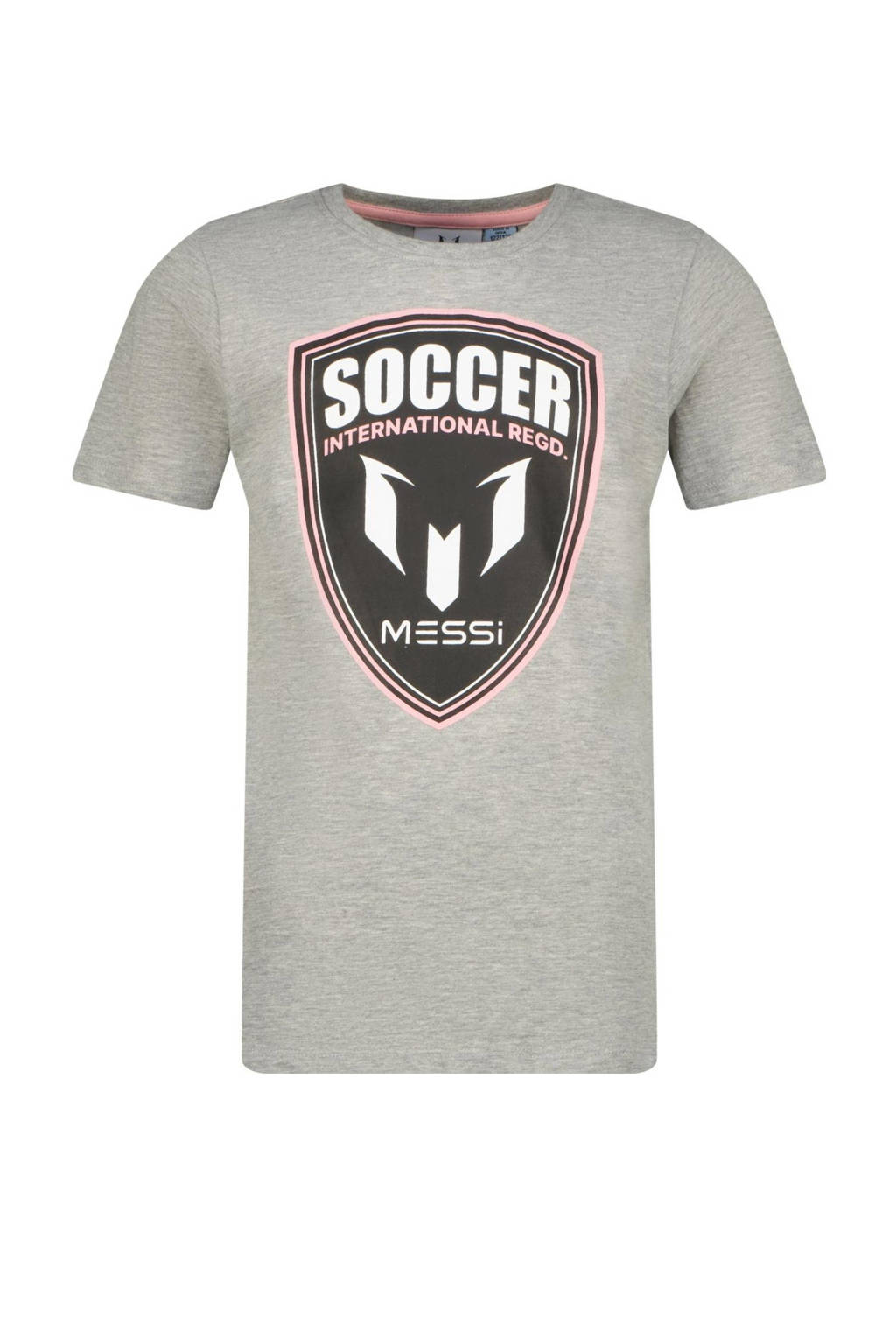 Messi T-shirt Shield met printopdruk grijs melange