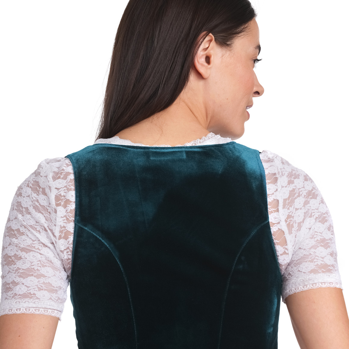 Gina Benotti Damen Dirndl mit Velvet dunkeltürkis / orange