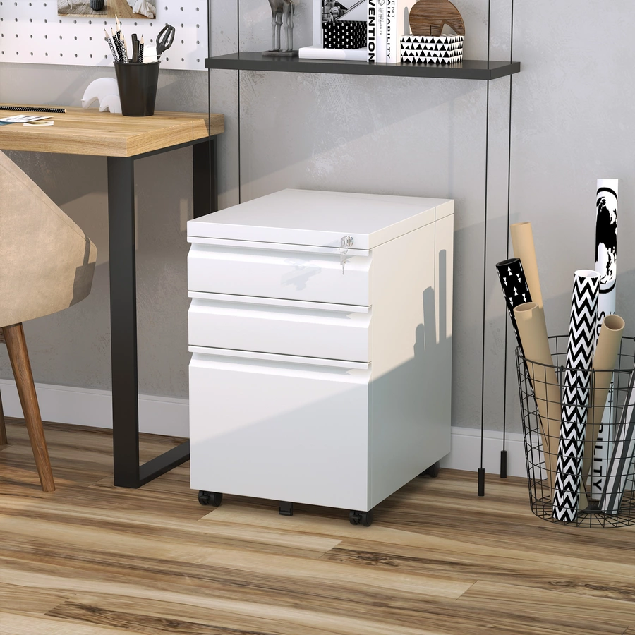 Vinsetto Rollcontainer mit Schubladen und Ablagefläche weiß
