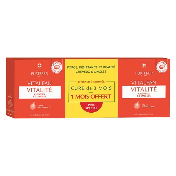 René Furterer Vitalfan Vitalidade para Cabelo e Unhas - Pacote com 3 x 30 cápsulas