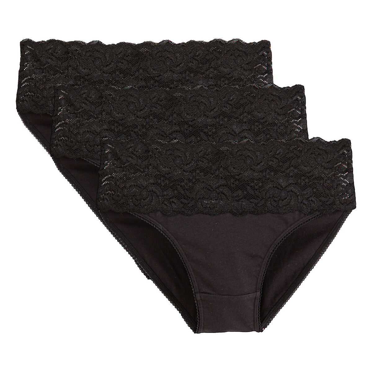 ANNE WEYBURN<br>Conjunto de 3 calcinhas com cós largo de renda