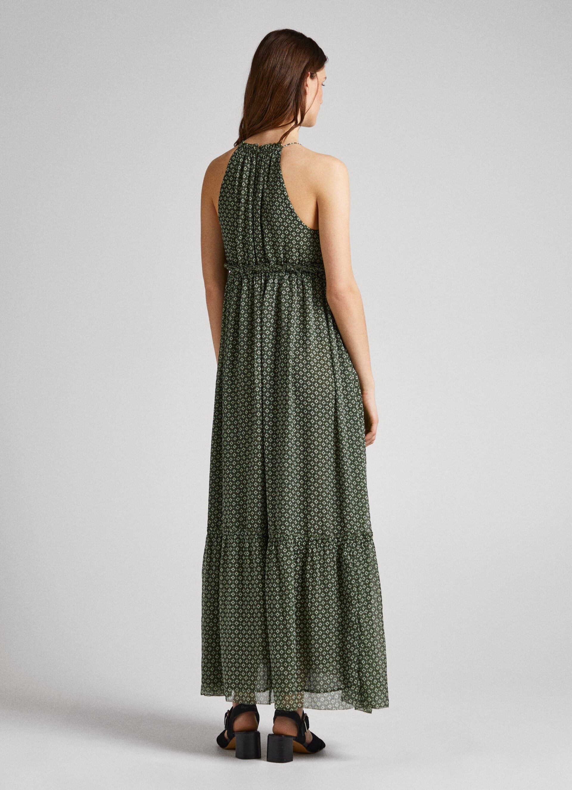 Vestido de chiffon com estampa geométrica - Multicolorido