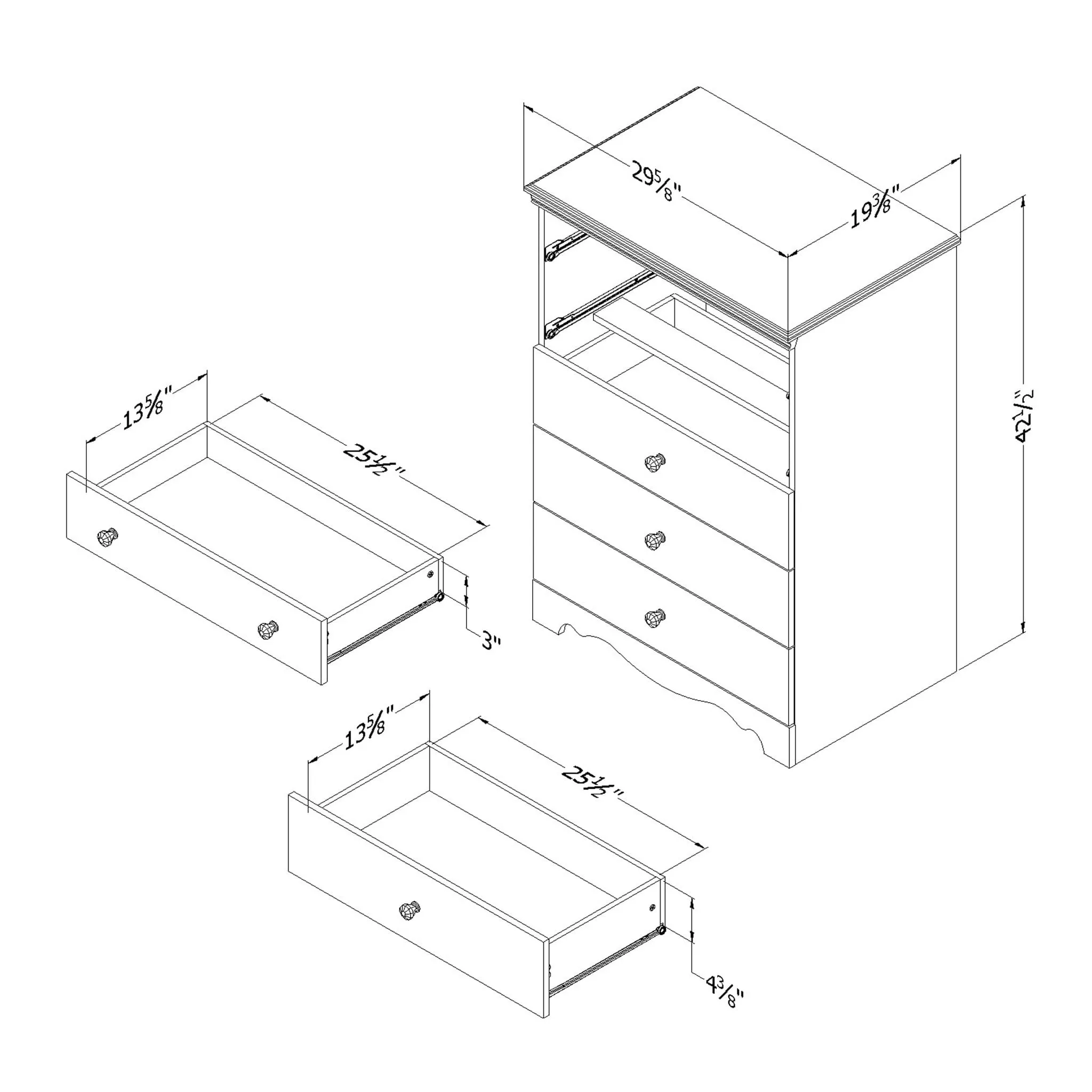 South Shore Commode 5 Tiroirs - Crystal Blanc Solide