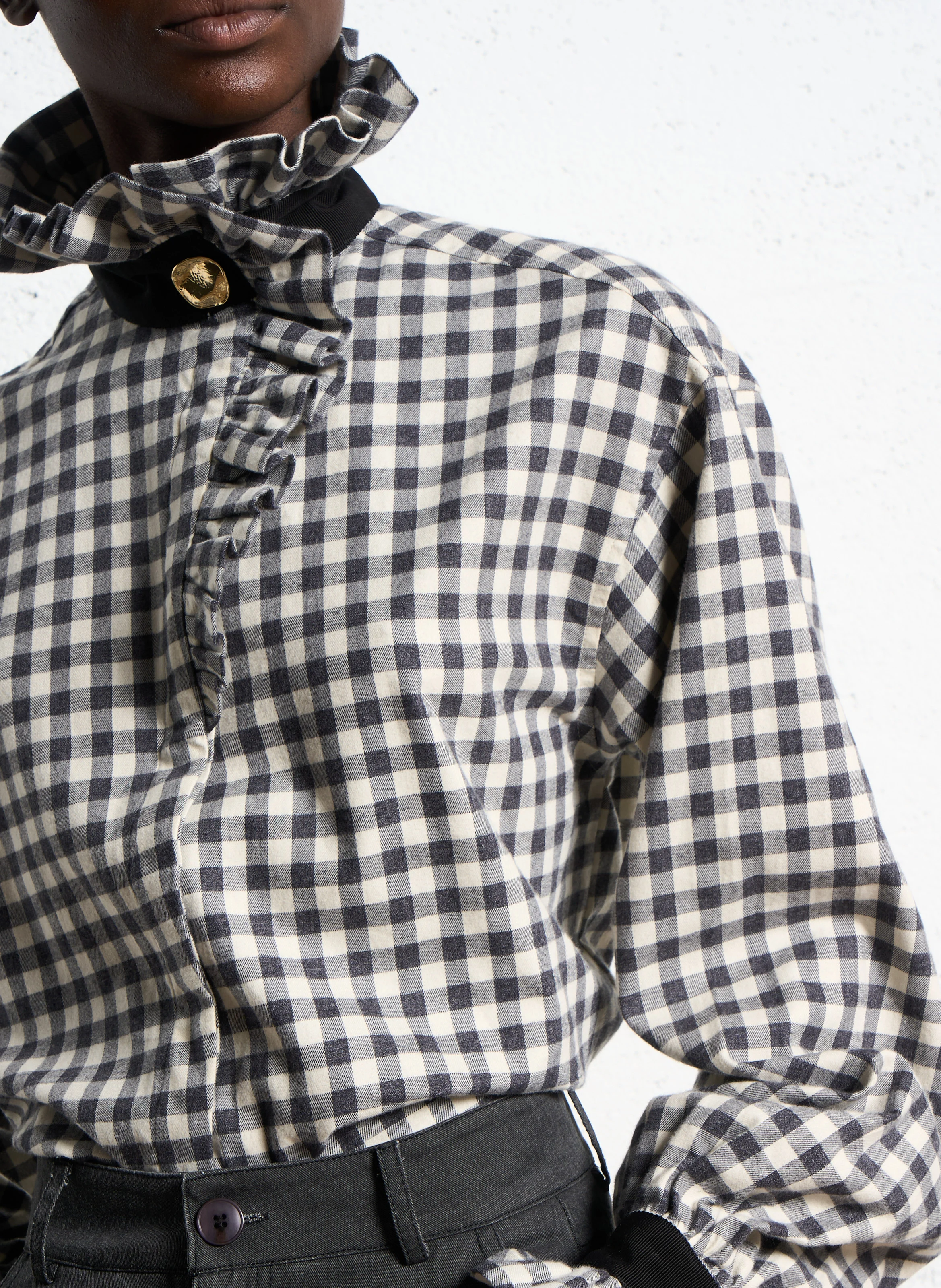 EZRA - Chemise col victorien en coton | Noir