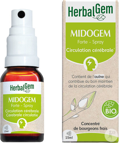 Herbalgem Midogem Forte GC25 Complexe Circulation Cérébrale Bio Spray Flacon 15ml