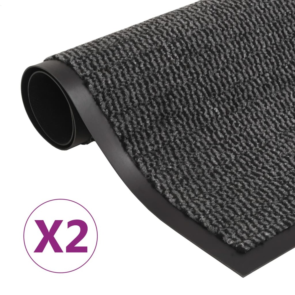 Paillassons rectangulaires 2 pcs 90 x 150 cm anthracite