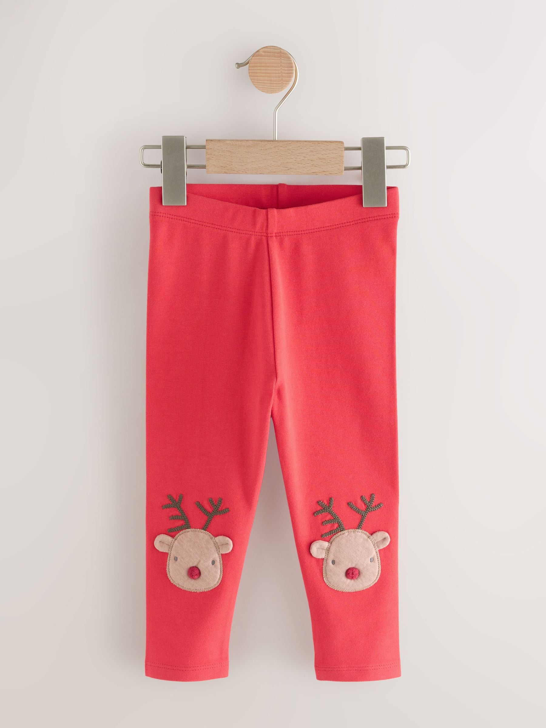 Rood kerstrendier - Versierde leggings (3 mnd-7 jr)