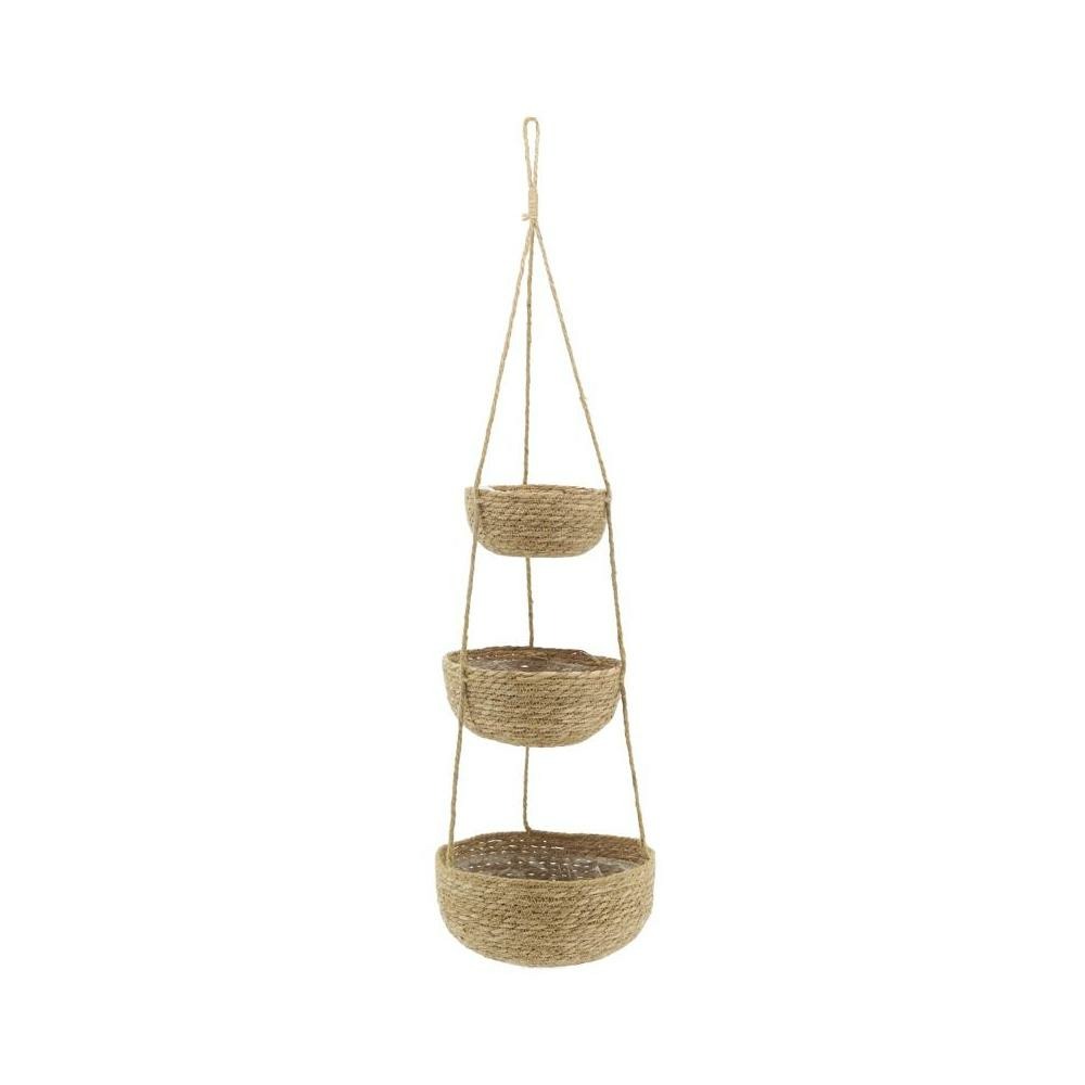 Suspension 3 pots en jonc naturel