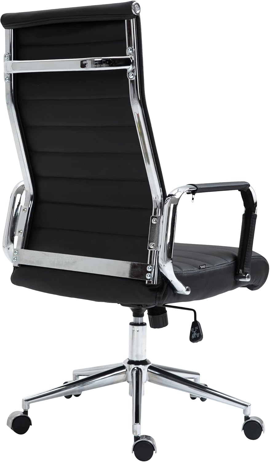 CLP Bürostuhl ergonomisch Kolumbus Echtleder, Schreibtischstuhl höhenverstellbar stufenlos, Drehstuhl mit Rollen bis 150 kg belastbar, Farbe:schwarz