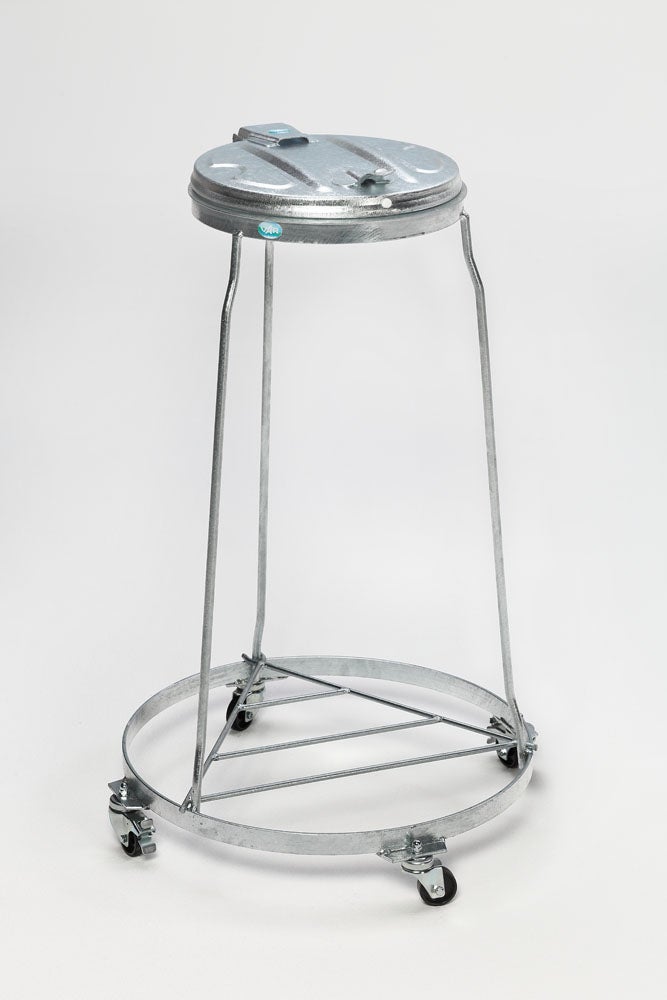 PROREGAL Stapelbare afvalbak met metalen deksel, verrijdbaar met wielen, 120 liter, HxBxD 98 x 64 x 64 cm, staal, thermisch verzinkt