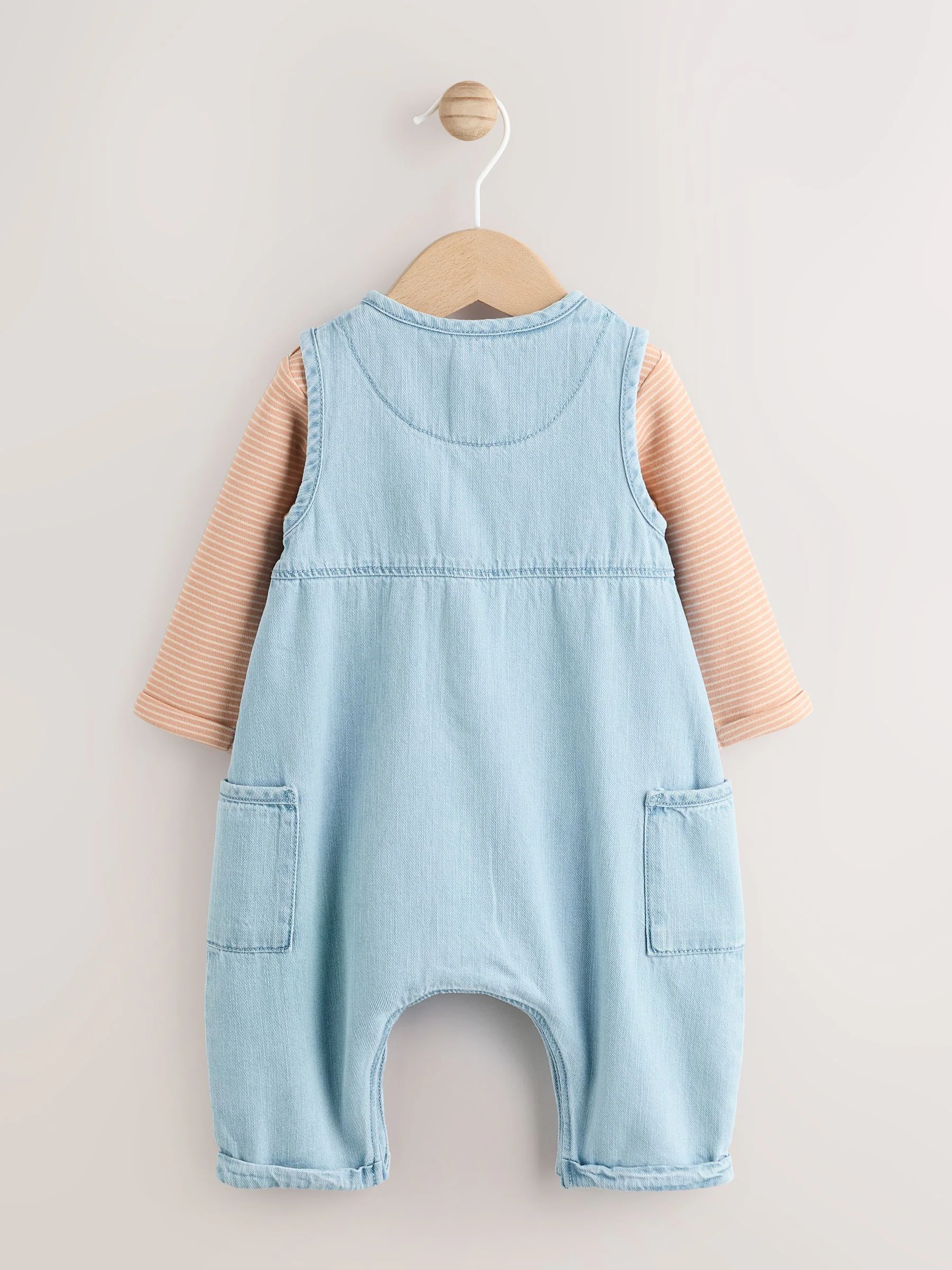 Denimblauw - Babyset van tuinbroek en rompertje (0mnd-2jr)
