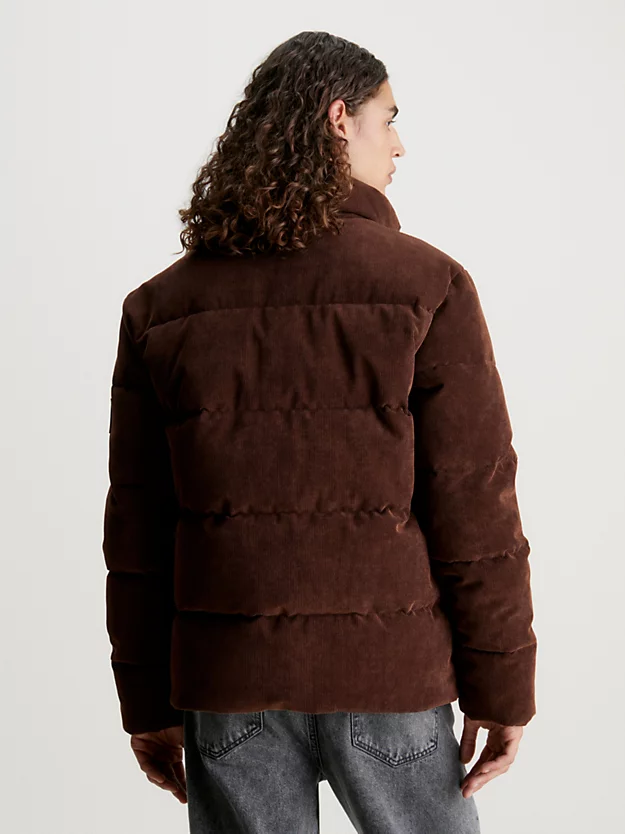 Jaqueta oversized de veludo cotelê com enchimento de plumas