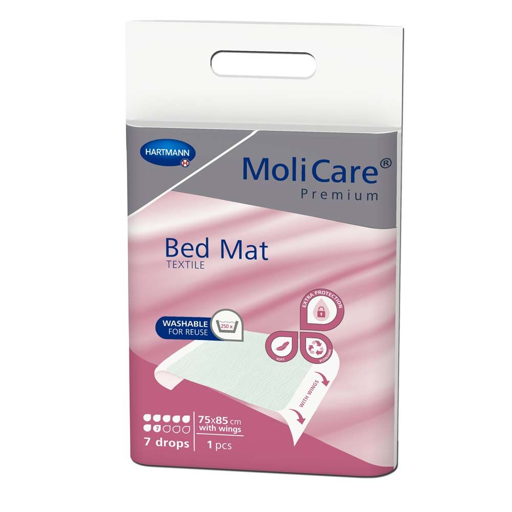MoliCare Premium Bed Mat Textile 7 Tropfen 75 x 85 cm + Flügel
