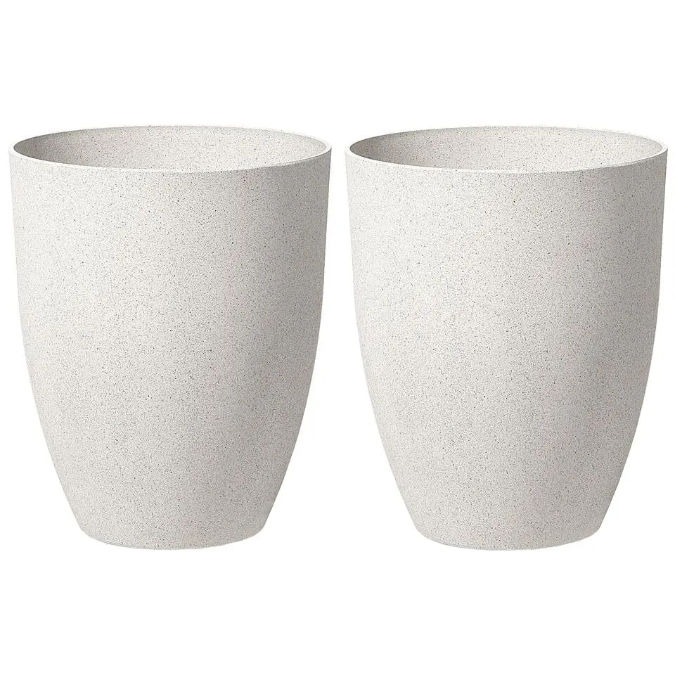 CROTON - Bloempot set van 2 - Wit - 43 cm - Stenenmix