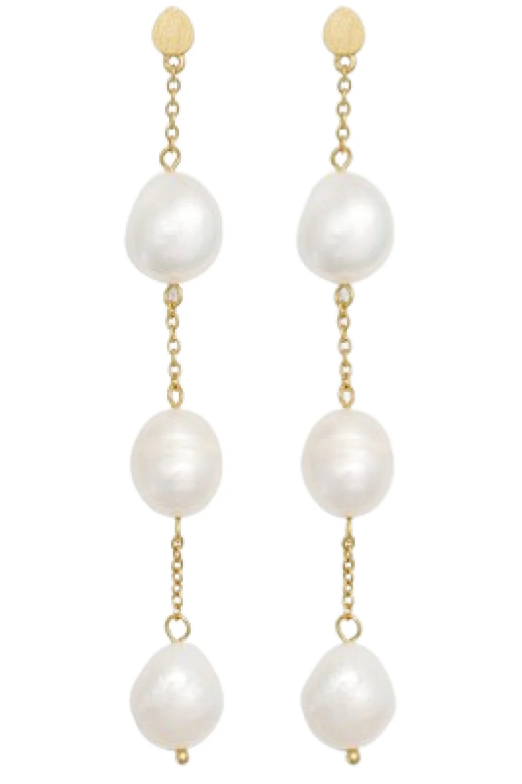 Sorelle Jewellery 3-Pearls Earchain forgyldt