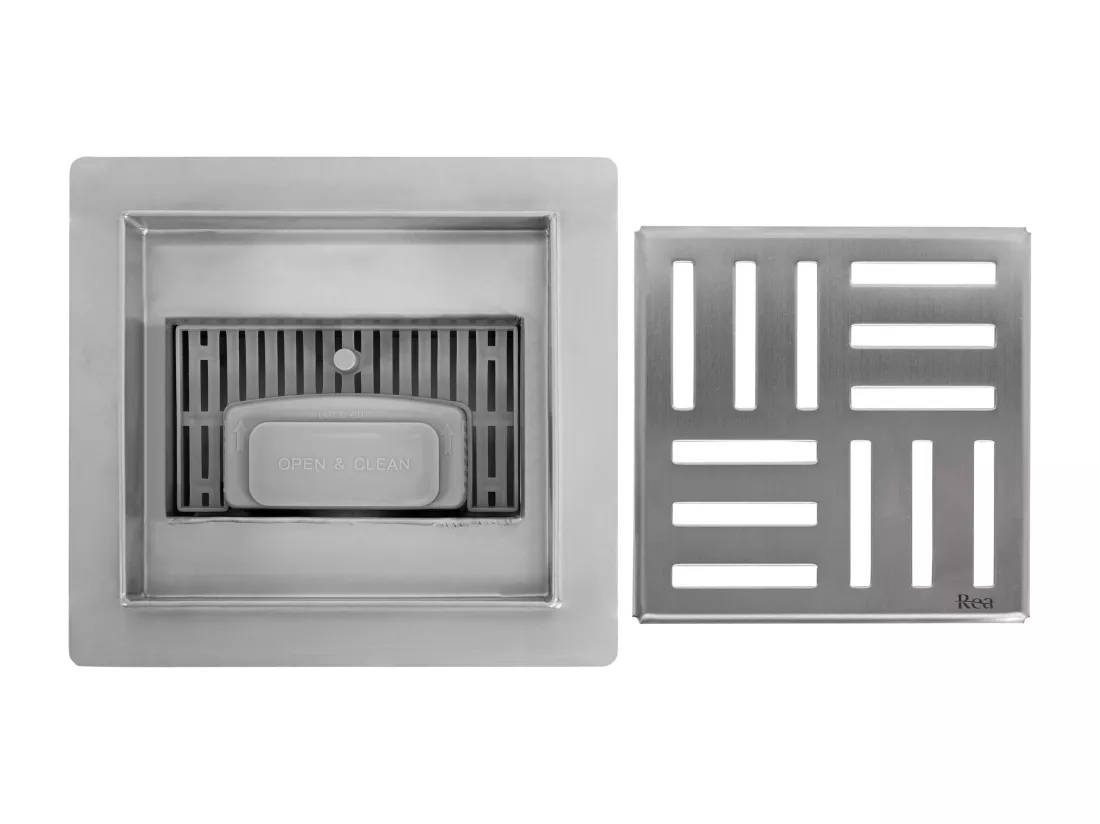 Drain Linéaire Rea Cross 150X150 Brush Steel