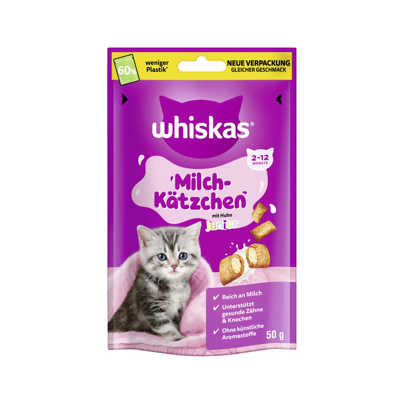 Whiskas Snacks, Junior, Milch-Kätzchen, Huhn 6x50 g