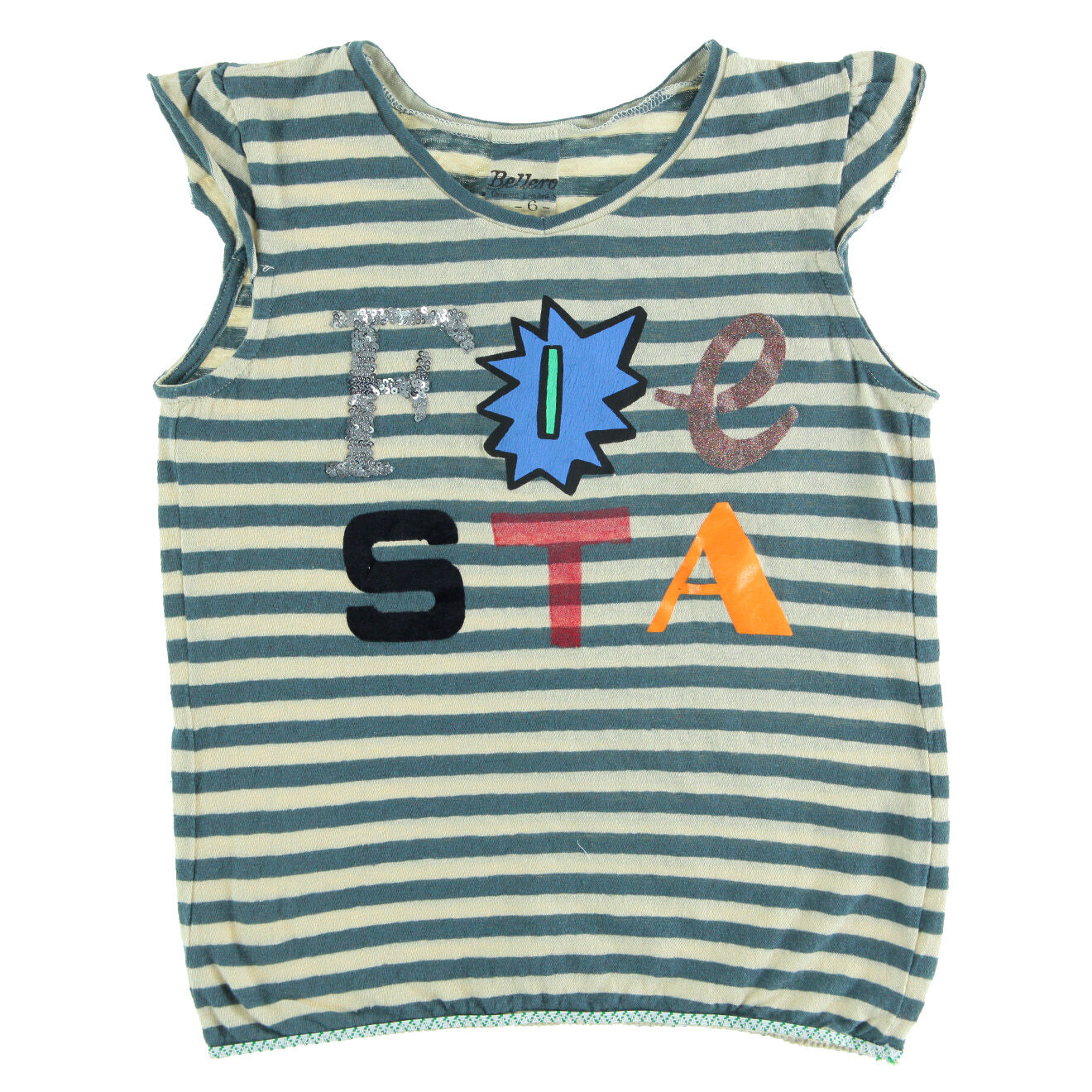 Bellerose T-shirt Vitta rayé écru/bleu