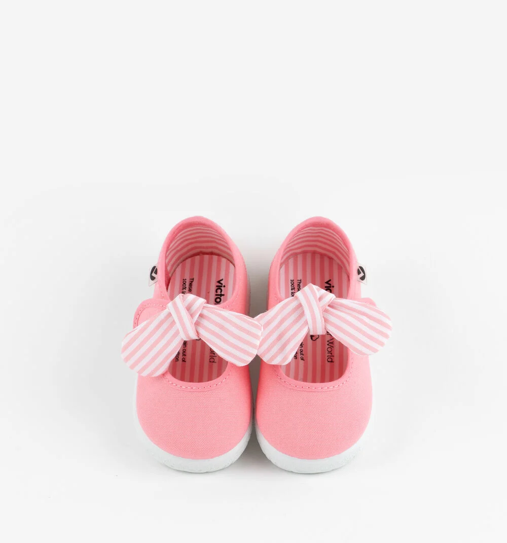 OJALÁ FOULARD RAYURES Babies en toile pour fille FLAMINGO