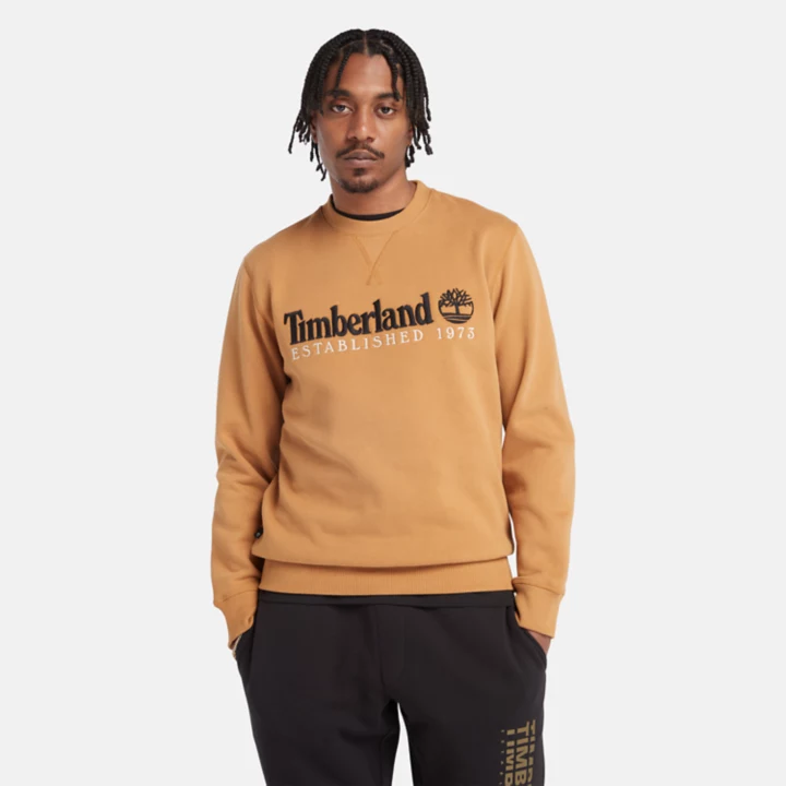 Moletom masculino amarelo com gola redonda e logo 