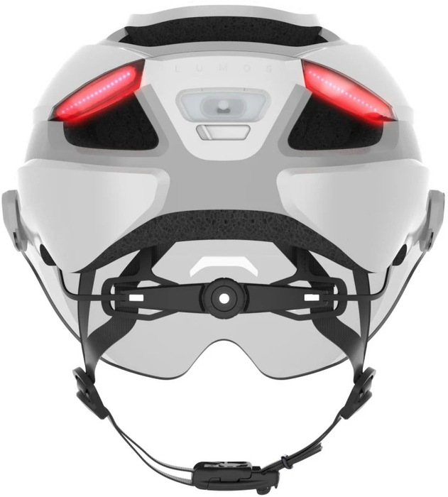 (Gr. M/L) Ultra E-Bike Verstellbarer Fahrrad Helm Velo Kopf Schutz mit Front- und Rücklicht / Blinkerfunktion / Visier - Weiss