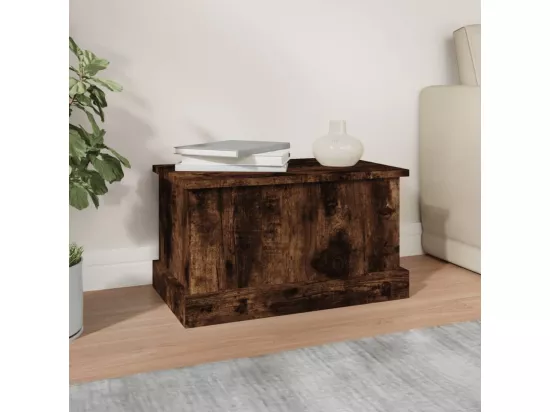 Boîte de rangement chêne fumé 50x30x28 bois d'ingénierie