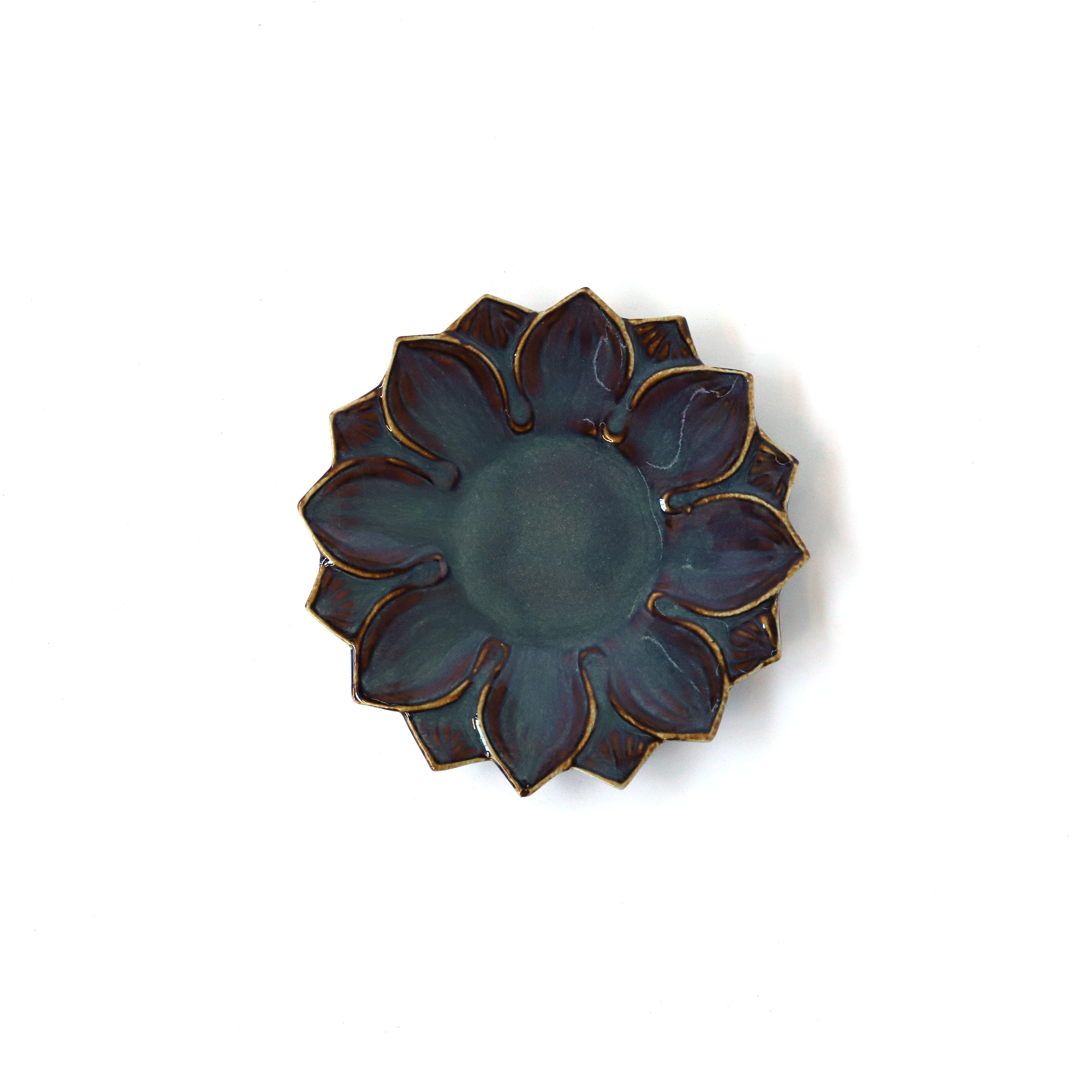 Servierplatte 'Lotusblüte', blau, Ø 14 cm, H 2,5 cm zu 6,50