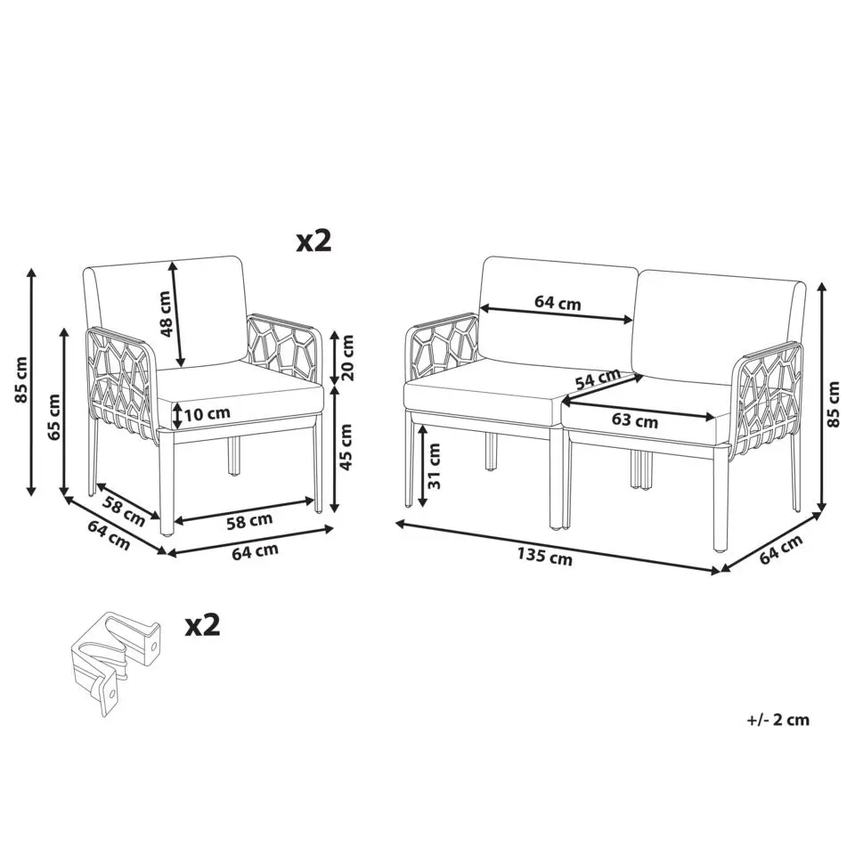 ERICHE - Loungeset 4-zits - Lichtbeige - Polypropyleen